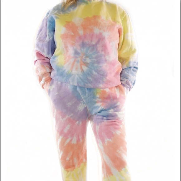 Authentic BROWN DYED GIRL Tye Dyed Sweat Suit - Picture 1 of 8